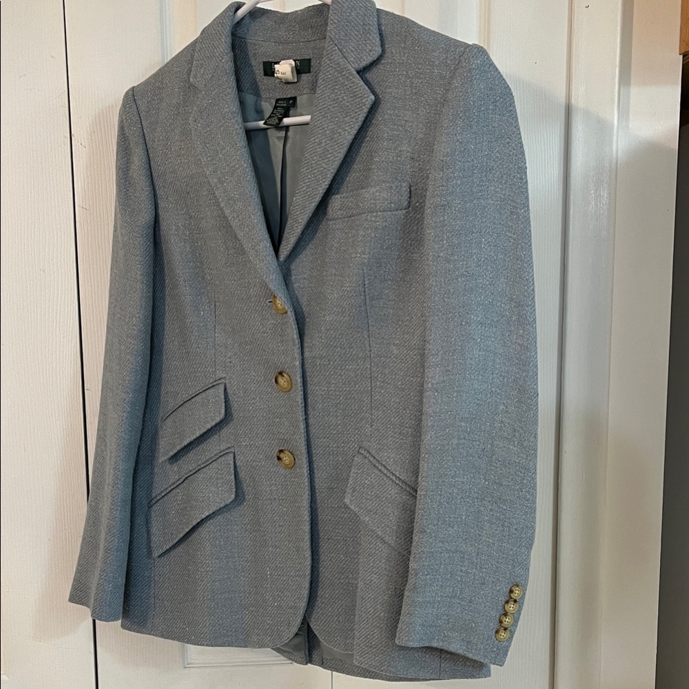 Lauren Ralph Lauren blue blazer with brown/tan buttons.